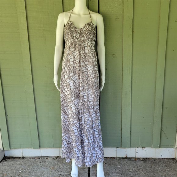 THE LIMITED Mocha White Halter Maxi Dress 0 - Picture 1 of 4